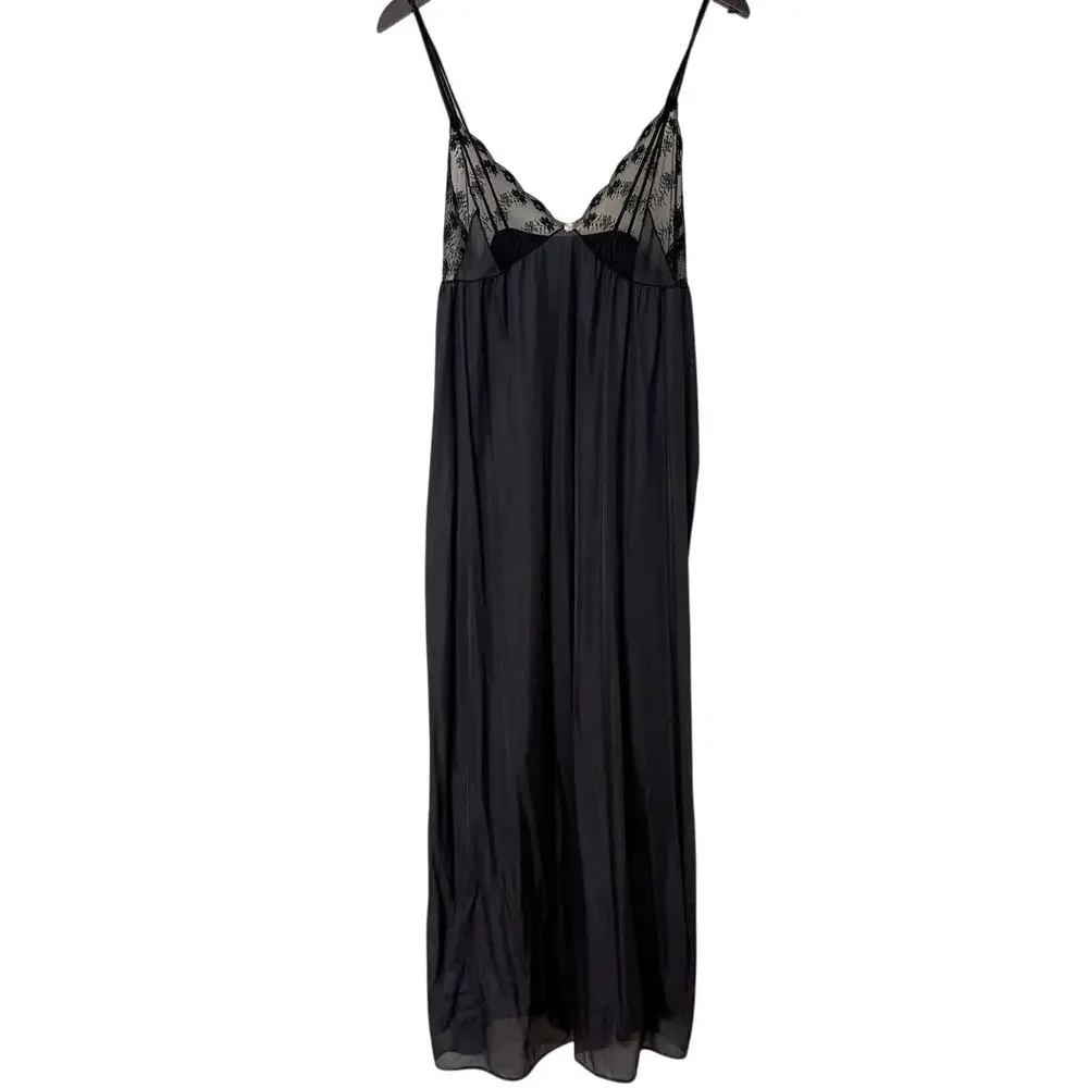 Vintage Navy and Black Lace Slip Chemise - Picture 2 of 5